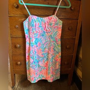 Lilly Pulitzer Vibrant Floral Dress in Pink, Blue, and Green